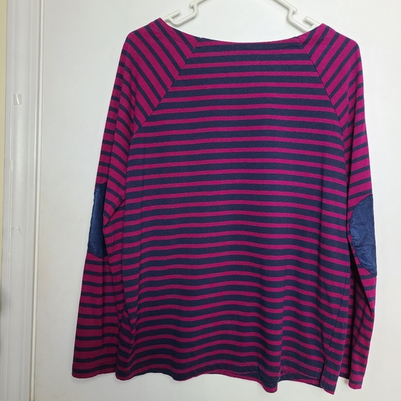 Izod Fuchsia and Blue Striped Pullover Top - Picture 2 of 8